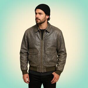 Vintage Gorpcore Leather Distressed Bomber Jacket Context XL Brown